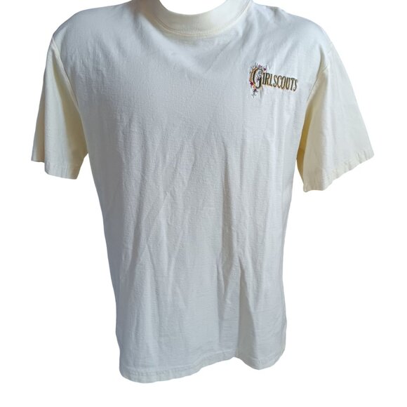 Large Girl Scouts Vintage T-Shirt Women's 14-16 Embroidered Logo USA Cotton 90s - Picture 2 of 5